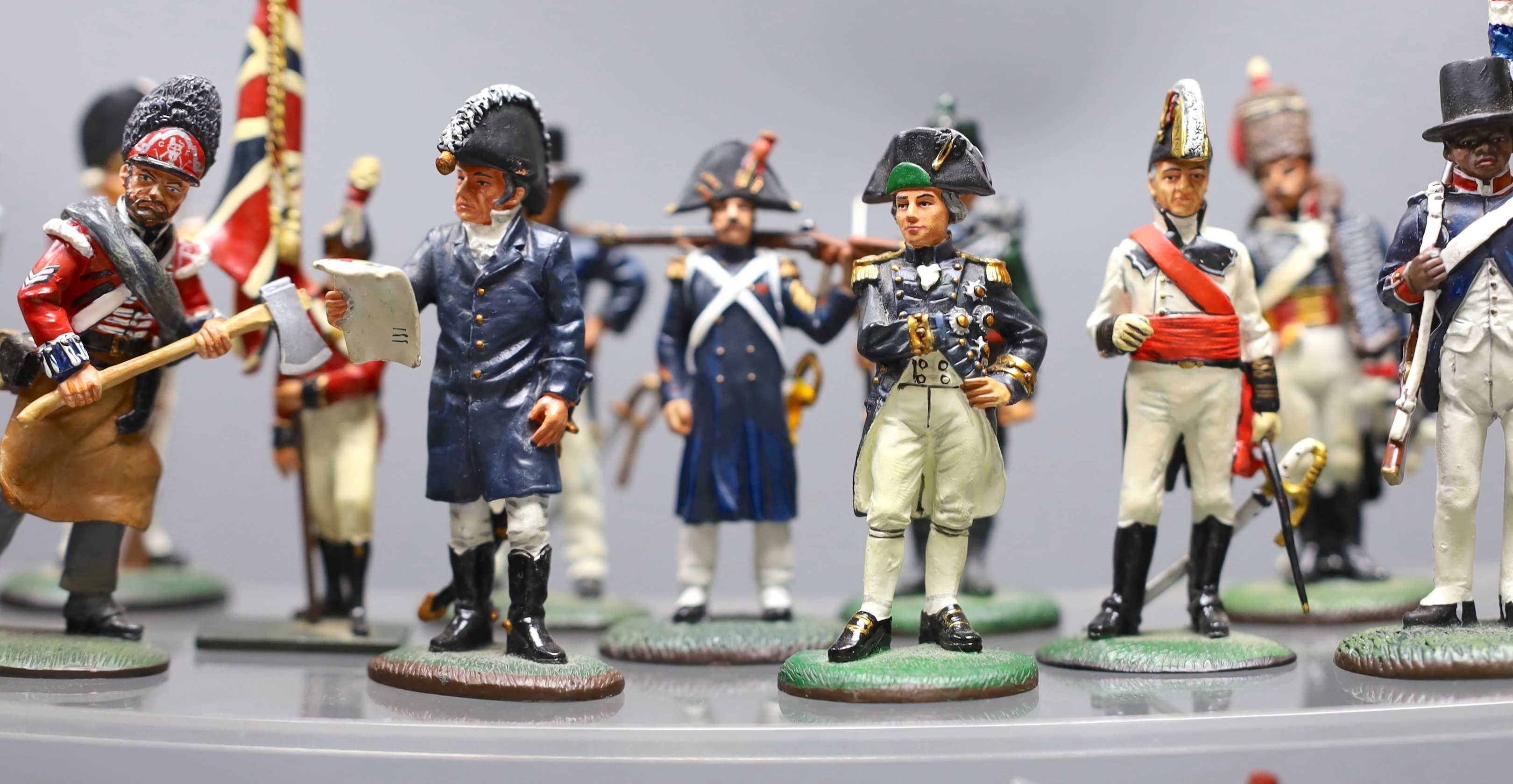 Duke of Wellington and Napoleonic war interest – A group of painted lead figures of soldiers by Delprado, Oryon, etc. composition models